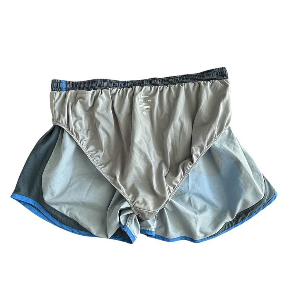 NIKE TEMPO DRI-FIT WOMEN'S GRAY & BLUE RUNNING LOGO SHORTS WITH LINER SZ XL - Picture 3 of 5